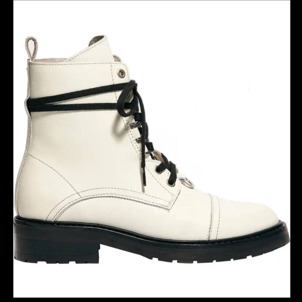 All-saints Lira White with black accent combat hiker boots size 5.5-6 (36)